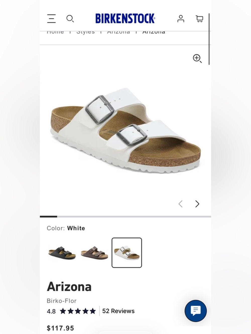 Birkenstock Arizona White Leather